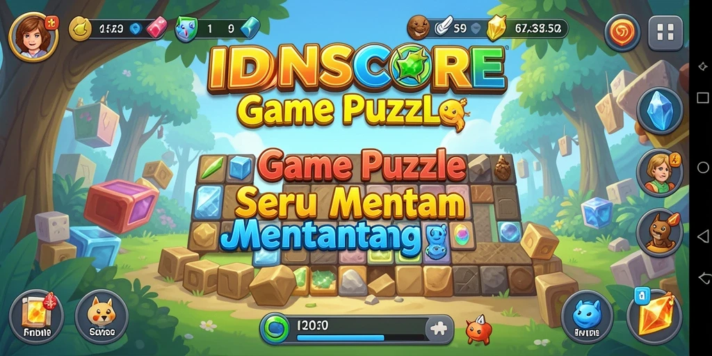 Tampilan gameplay puzzle yang menggugah selera dan menantang.