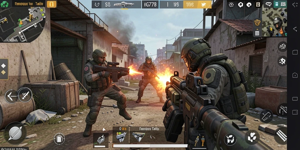 Tangkapan layar gameplay <strong>KG778</strong> yang menunjukkan aksi tembak-menembak yang mendebarkan.