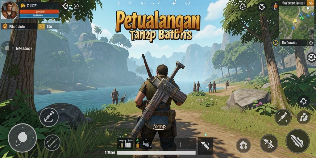 Screenshot gameplay OKIDR yang menunjukkan pemandangan dunia terbuka.