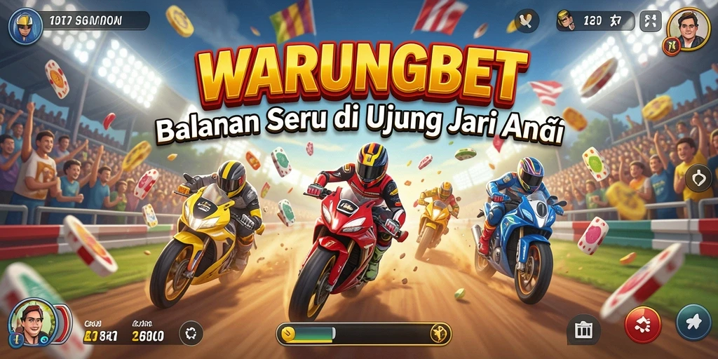 Screenshot utama WARUNGBET menampilkan mobil balap dalam aksi cepat.